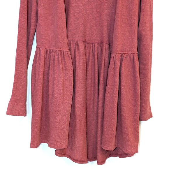 T.LA | Anthropologie Cotton Peplum Cardigan "Beira" Pink Open Front | Size Small - Picture 9 of 14